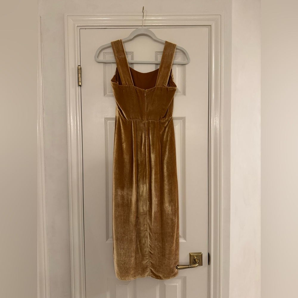 Reformation Gold Velvet Midi Dress - Picture 6 of 9